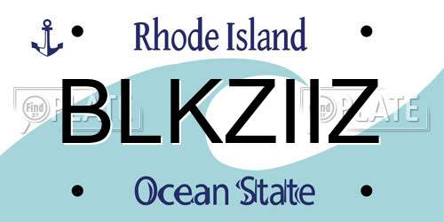 BLKZIIZ Rhode Island License Plate