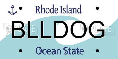 BLLDOG Rhode Island License Plate