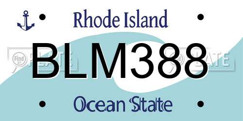 BLM388 Rhode Island License Plate