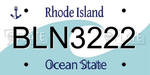 BLN3222 Rhode Island License Plate