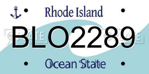 BLO2289 Rhode Island License Plate
