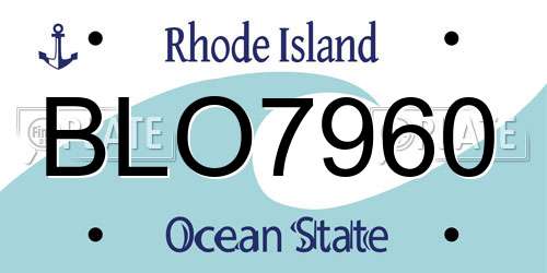 BLO7960 Rhode Island License Plate