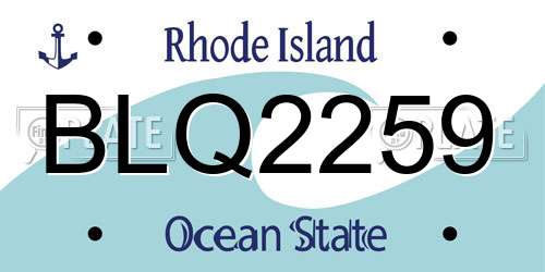 BLQ2259 Rhode Island License Plate