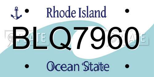 BLQ7960 Rhode Island License Plate