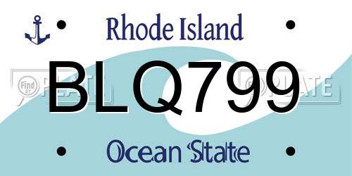 BLQ799 Rhode Island License Plate