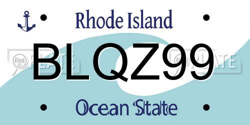 BLQZ99 Rhode Island License Plate