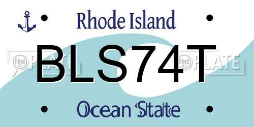 BLS74T Rhode Island License Plate