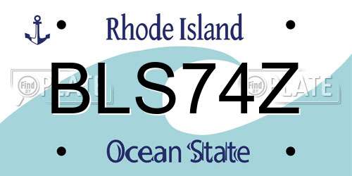BLS74Z Rhode Island License Plate