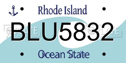 BLU5832 Rhode Island License Plate