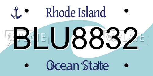 BLU8832 Rhode Island License Plate