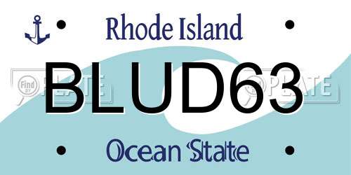 BLUD63 Rhode Island License Plate