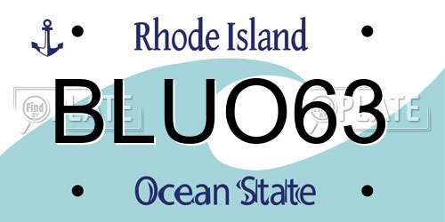 BLUO63 Rhode Island License Plate