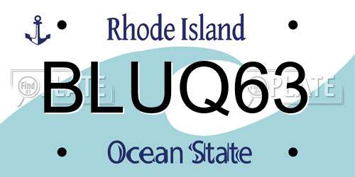 BLUQ63 Rhode Island License Plate