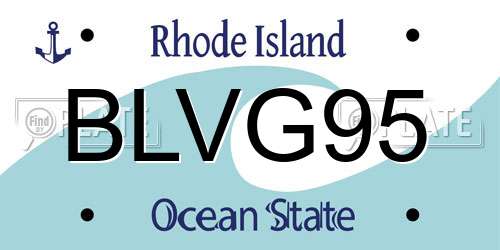 BLVG95 Rhode Island License Plate