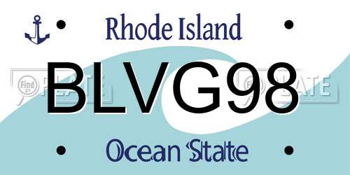 BLVG98 Rhode Island License Plate
