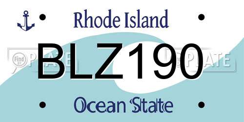 BLZ190 Rhode Island License Plate