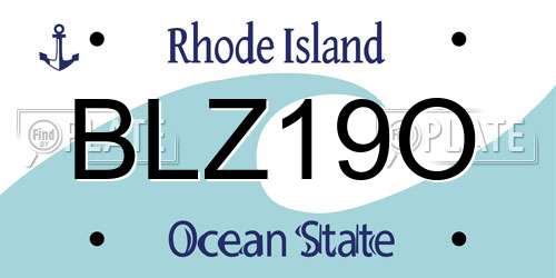 BLZ19O Rhode Island License Plate