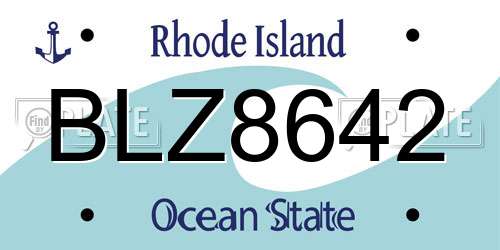 BLZ8642 Rhode Island License Plate