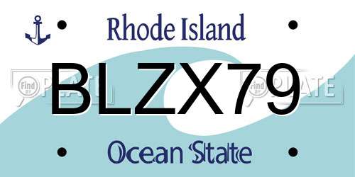 BLZX79 Rhode Island License Plate
