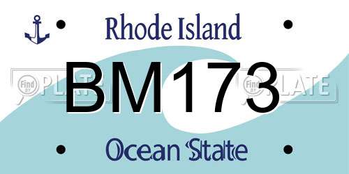 BM173 Rhode Island License Plate