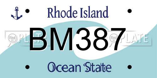 BM387 Rhode Island License Plate