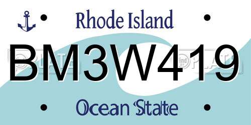 BM3W419 Rhode Island License Plate