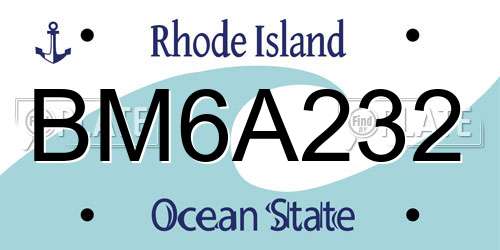 BM6A232 Rhode Island License Plate