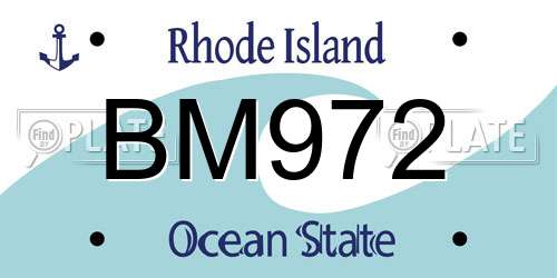 BM972 Rhode Island License Plate