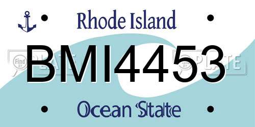 BMI4453 Rhode Island License Plate