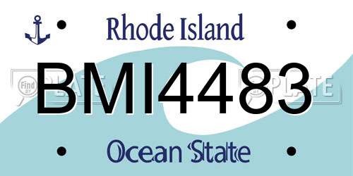 BMI4483 Rhode Island License Plate