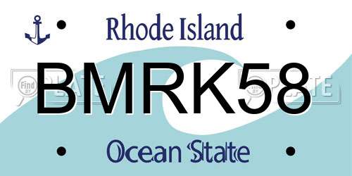 BMRK58 Rhode Island License Plate
