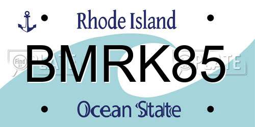 BMRK85 Rhode Island License Plate