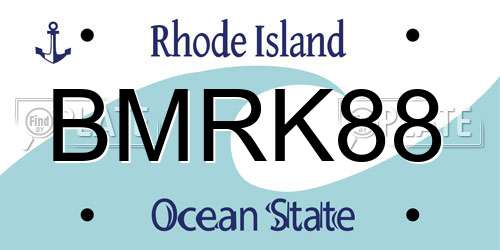 BMRK88 Rhode Island License Plate