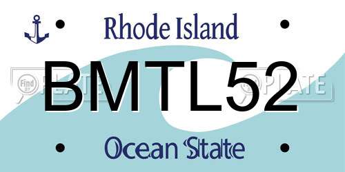 BMTL52 Rhode Island License Plate