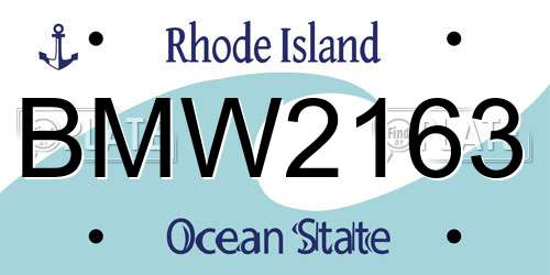 BMW2163 Rhode Island License Plate