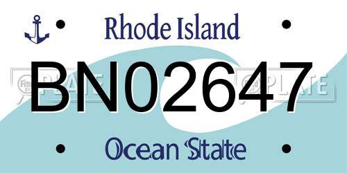 BN02647 Rhode Island License Plate