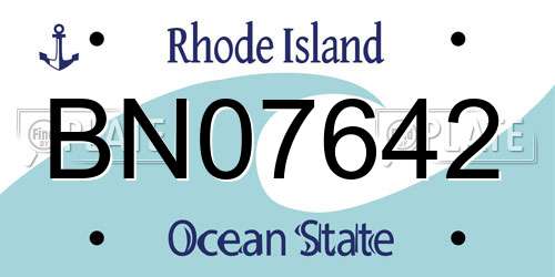 BN07642 Rhode Island License Plate