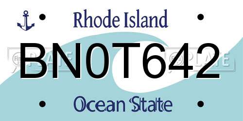 BN0T642 Rhode Island License Plate