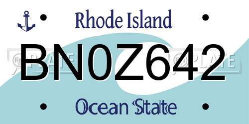 BN0Z642 Rhode Island License Plate