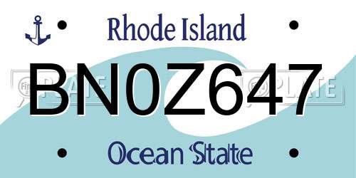 BN0Z647 Rhode Island License Plate