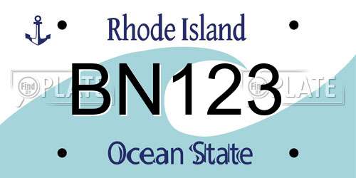 BN123 Rhode Island License Plate