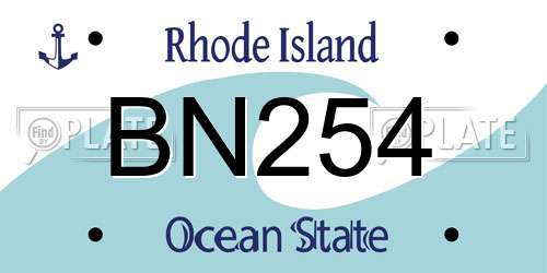 BN254 Rhode Island License Plate