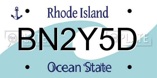 BN2Y5D Rhode Island License Plate