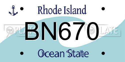 BN670 Rhode Island License Plate