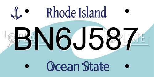 BN6J587 Rhode Island License Plate