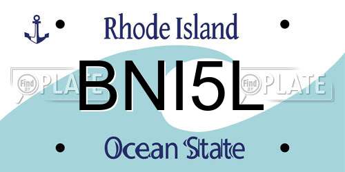 BNI5L Rhode Island License Plate