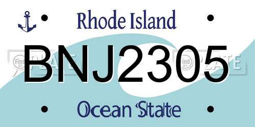 BNJ2305 Rhode Island License Plate