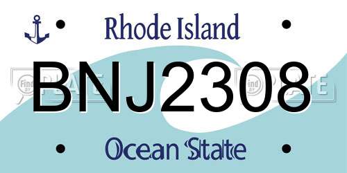 BNJ2308 Rhode Island License Plate