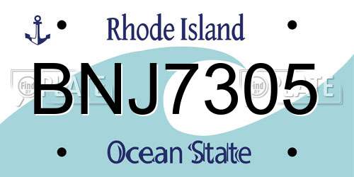 BNJ7305 Rhode Island License Plate