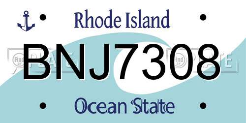 BNJ7308 Rhode Island License Plate